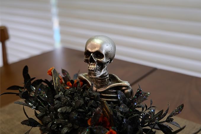 Halloween Decor Skull Table Centerpiece - Halloween Skull Bowl Decoraiton for Home Indoor Room Table Shelf Mantel - Resin Statue, 8 Inch Wide