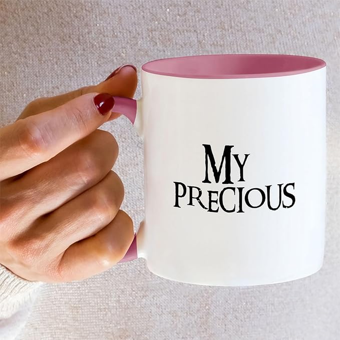 Retreez Funny Mug - My Precious Coffee Tea 11 Oz Ceramic Coffee Mugs - Funny, Sarcasm, Sarcastic, Motivational, Inspirational birthday gifts - White Mug with Pink Handle and Inner