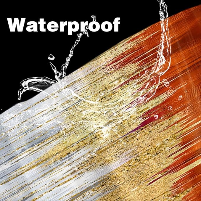 JAWO Abstract Orange Shower Curtain, Gold Blue Boho Ombre Minimalist Chic Art Shower Curtains, Modern Neutral Contemporary Striped Brush Strokes Tan Art Waterproof Bathroom Curtain with 12 Hooks