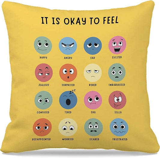 Calming Corner pillow coers Counseling Office Must Haves Throw Pillow Cover, Mental Health Pillowcase Decor for Home Kids,Mental Health Counselor Gifts, Calming Corner Pillow Covers 18x18 yellow