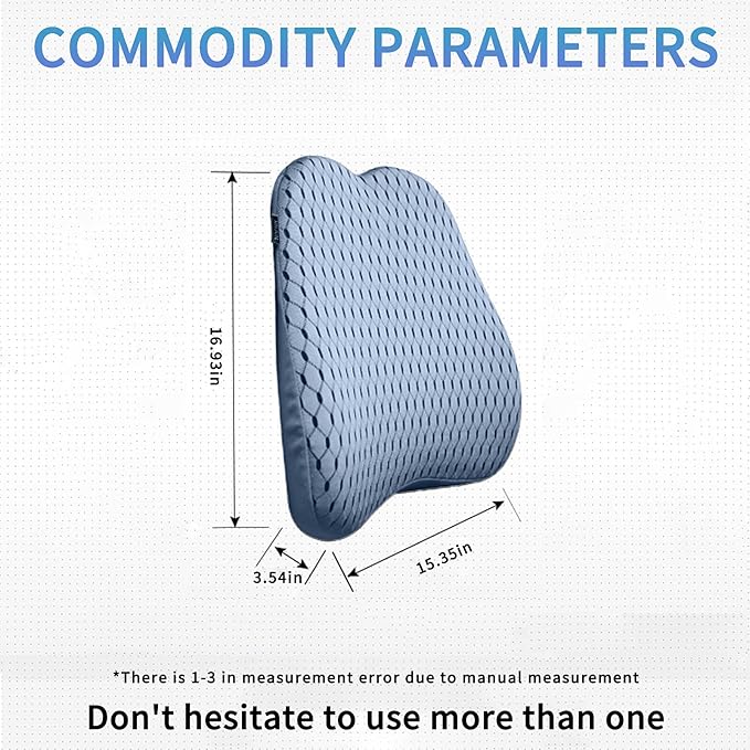 Memory Foam car Lumbar Support Pillow - Memory Foam Back Cushion - Used for car Seats, Office Chairs, recliners, Sofas, etc. (Gray)