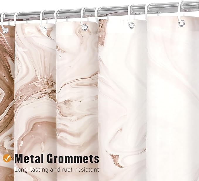 MitoVilla Brown Marble Shower Curtain, Abstract Ombre Fabric Shower Curtains for Modern Bathroom Decor, Luxury Cloth Watercolor Shower Curtain, 72x72