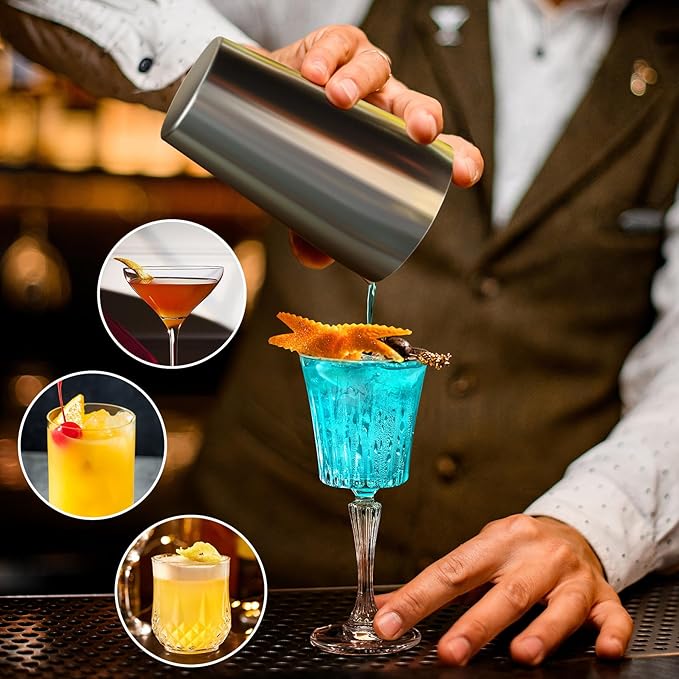 Mixology Bartender Kit, 2-Piece Stainless Steel Cocktail Shaker Set, Bar Set with 20oz & 26oz Mixed Drink Shaker, Cocktail Tin