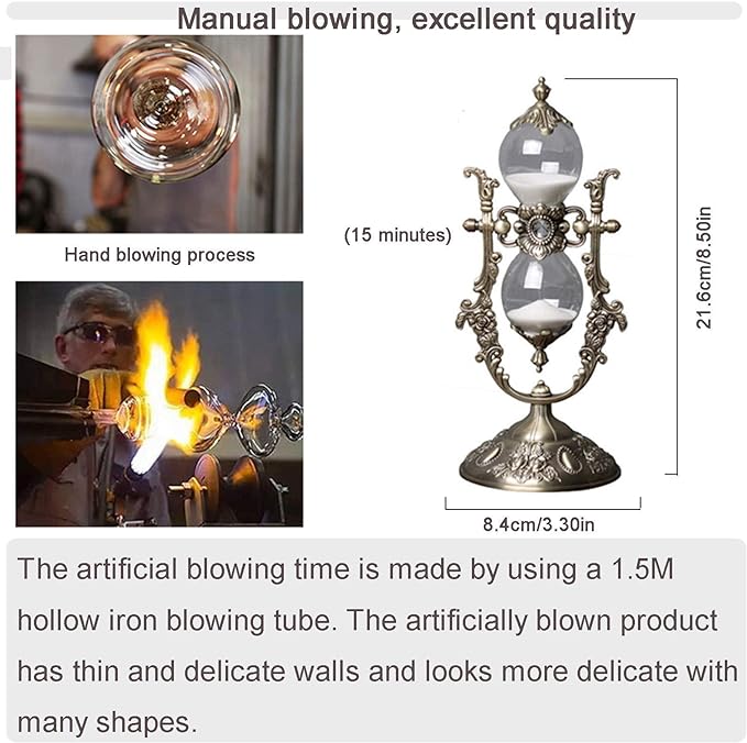 Hourglass Timer, 15 Minutes Embossed Golden Hourglass Timer,Used for Vintage Home Decoration, Office/Desk Decoration, Kitchen Wedding Gifts (P1-G42U-8VJR)