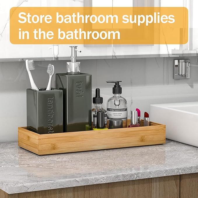 Utensil Organizer Silverware Drawer Organizer-Stackable Bamboo Flatware Caddy Cutlery Holder, Wooden Storage Boxes Tray for Bedroom,Office, Bathroom, Vanity & Garage Tool Organization(15"6"2.5")