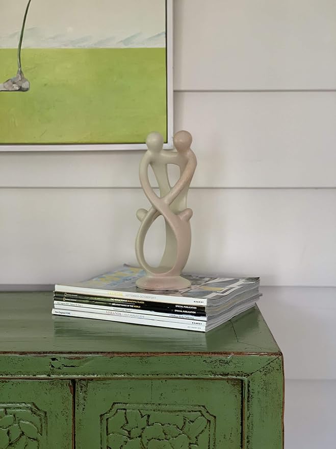 Global Crafts Natural 10-inch Tall Soapstone Family Sculpture - 2 Parents 2 Children