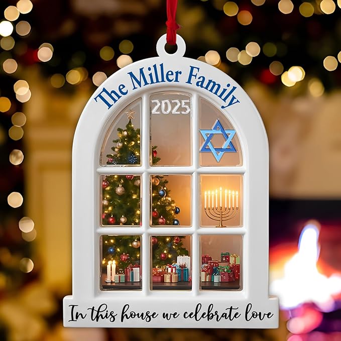 Personalized Hanukkah Ornaments for Tree - Merry Chrismukkah Jewish and Christian, Custom Christmas Hanukkah Ornaments 2025, Housewarming Gifts for Women Men