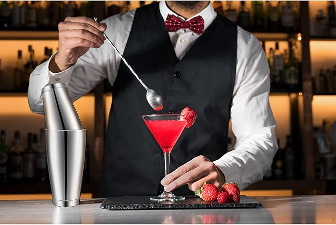 10 Pcs Cocktail Shaker Tin Set, Professional Bar Shaker Boston Cocktail Shakers, Weighted Shake Can, Stainless Steel Martini Shaker Drink Mixer Basic Tools for Bartending and Home Bar - 18oz & 28oz