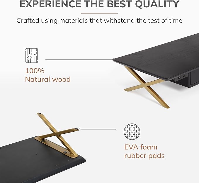 Anji Mountain Monitor Stand - Desktop Organizer & Laptop Riser, Ergonomic Monitor Riser, Space-Saving Monitor Stand for Desk, Durable Construction, Easy Assembly, Ideal for Home & Office,Black