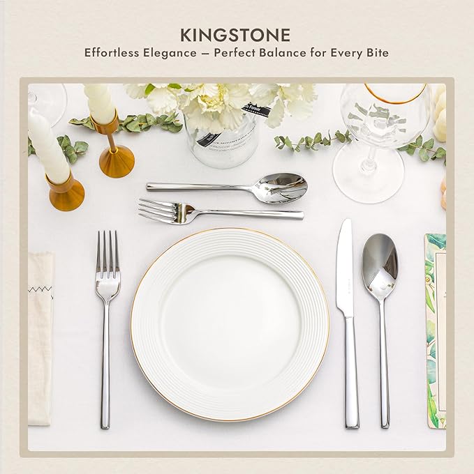 KINGSTONE Dinner Forks Set, 4-Piece Silverware Flatware Cutlery Dessert Forks (8.3-Inch), Forged Food-Grade Stainless Steel, Mirror Finish & Dishwasher Safe, Use for Kitchen, Home, Wedding, Party