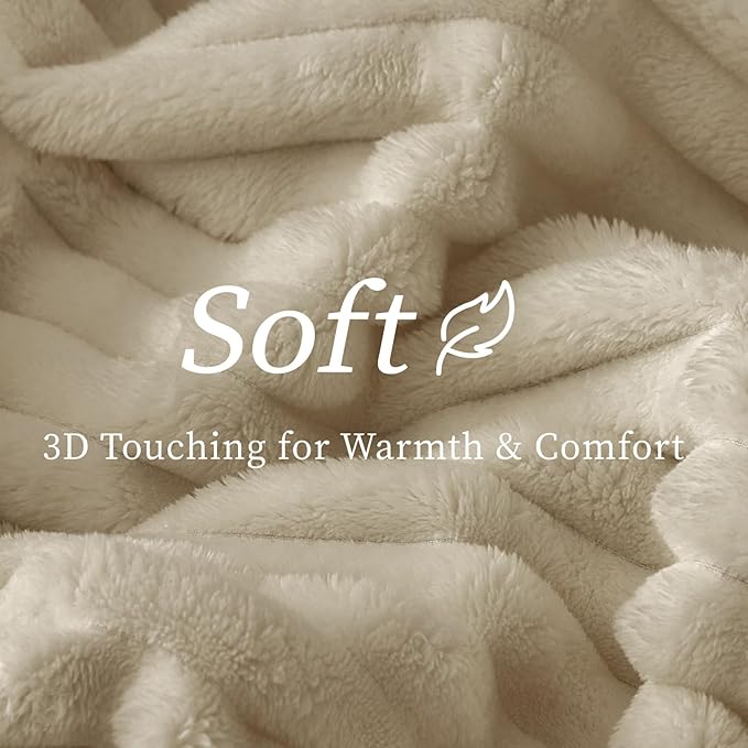 BEDELITE King Size Blanket for Bed, 300GSM Soft & Warm Fleece Blanket, Decorative and Giftable Striped Linen Blankets for Women, Men, 108"x90"