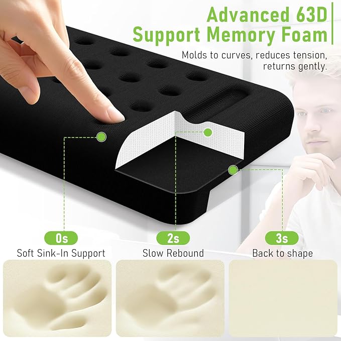 L-Shaped Memory Foam Desk Elbow Pad, 2-Piece Ergonomic Arm Rest Cushion, Non-Slip Desk Edge Wrist Support for Office Home