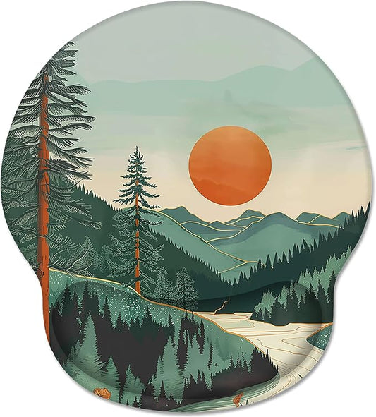 Ergonomic Mouse Pad Wrist Support, Sunset Mountain Mouse Pads with Wrist Rest, Computer Mousepad for Desk with Non-Slip Base, Comfortable Mouse Pad for Work Accessories Office Supplies Decor
