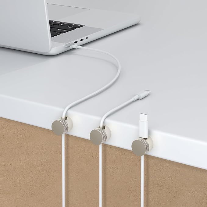 3PCS Cord Holder for Nightstand, Computer Cord Organizer for Desk, Appliance Cord Organizer, Stick-On Cable Clip for Charger, Laptop, USB, Headphones, Wire Management Set