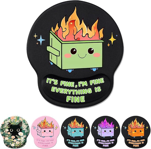 Ergonomic Mouse Pad with Wrist Support, Dumpster on Fire Gel Mouse Pads Wrist Rest for Desk, Cute Funny Comfortable Computer Mousepad for Gaming Laptop Work Home Accessories Office Supplies Decor