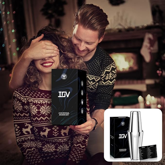 IOV Boston Cocktail Shaker Set, 18oz & 28oz Stainless Steel Weighted Shaker Tins, Metal Martini Drink Mixer for Bartending, Professional Bar Tools with Cocktail Recipe Guide