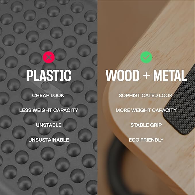 Adjustable Under Desk Foot Stool - Ergonomic Foot Rest with 7 Angles - Walnut