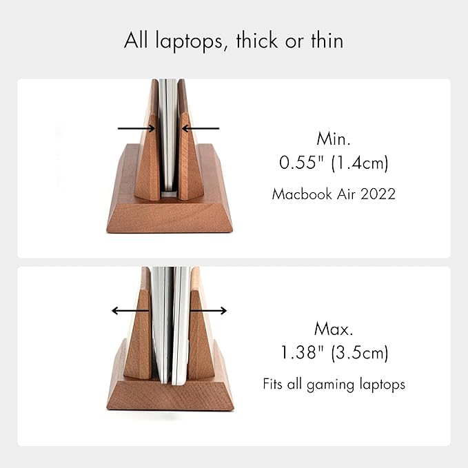 ZMARKRAFT® Adjustable Vertical Laptop Stand Holder Compatible with All Laptops, Solid Wood MacBook Stand, Wooden iPad Holder, Manually Adjustable Without Any Tool