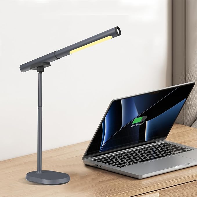 LED Desk Lamp with USB Ports. Eye-Caring 3 Color Temperature Stepless Dimming Night Light for Reading, Workbench. 4-in-1 Multi-Function Magnetic Detachable Desk Lamp with SOS Mode for Outdoor Camping.