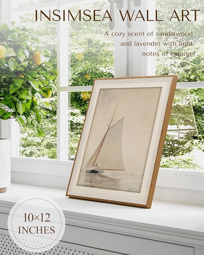 InSimSea Framed Canvas Wall Art of Large Coastal Sailboat - Wall Decor Classical Coastal Art Work Living Room Decor, White Sailboat Sea Gallery Oil Painting Art, Large Home Decor Artwork 10x12In