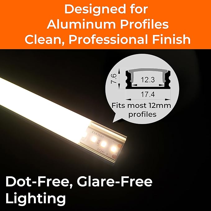 24V 2835 LED Strip Lights 3500K, 300+LM/FT, 16.4FT, UL Listed, CRI95, High Density 160LEDs/m Tape Light, Cuttable, Dimmable, VHB Equipped, for Pros, Rooms, Stairs, Shelves (NO Power Supply)