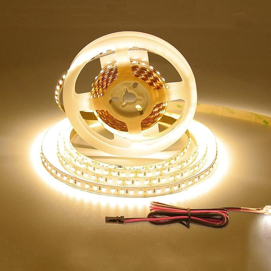 VST LED Strip Lights Warm White 120LEDs/m 1000Lm/M 9.6W/M CRI 90+ LED Tape Light 12V 2835 Cuttable Connectable Dimmable LED Strips for Indoor Under Cabinet, No Driver (3000k-8.2ft, White)
