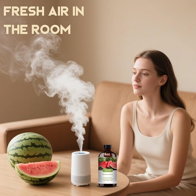 Watermelon Fragrance Oil-Watermelon Essential Oil 4.33oz (130ml)-100% Pure Natural Scent for Diffusers, Candles, Soap Making & Aromatherapy-Relaxing Home & Gift Essential Oil for Bath, Massage
