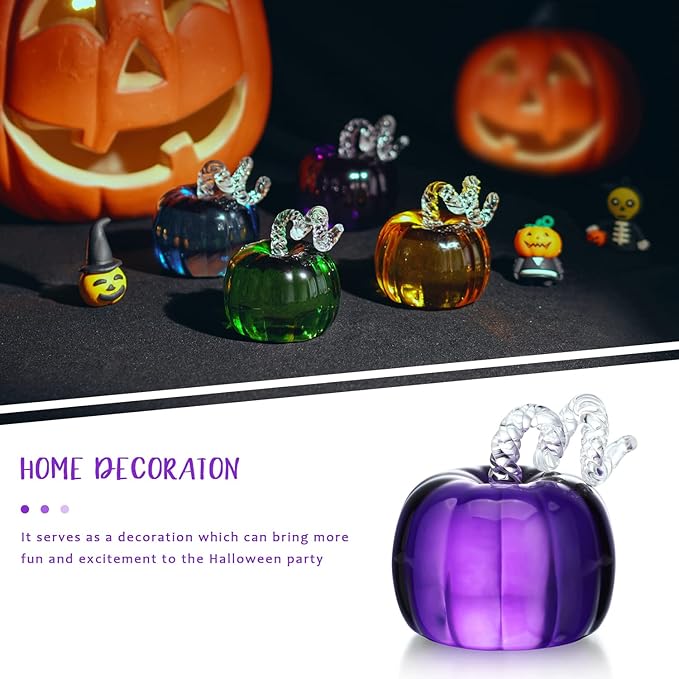 H&D HYALINE & DORA Crystal Pumpkin Figurine, Glass Pumpkin Sculpture Collectible Thanks Giving Decor, Desktop Decoration Glass Pumpkin for Thanksgiving Halloween Home Garden Party Decor