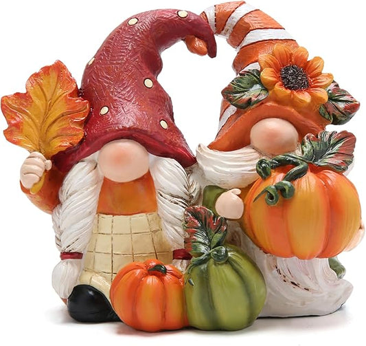 Hodao Fall Thanksgiving Pumpkin Gnome Decorations Handmade Swedish Tomte Gnome Elf for Fall Decor Gift - Thanksgiving Party Home Couple Gnomes Decor - Autumn Gift
