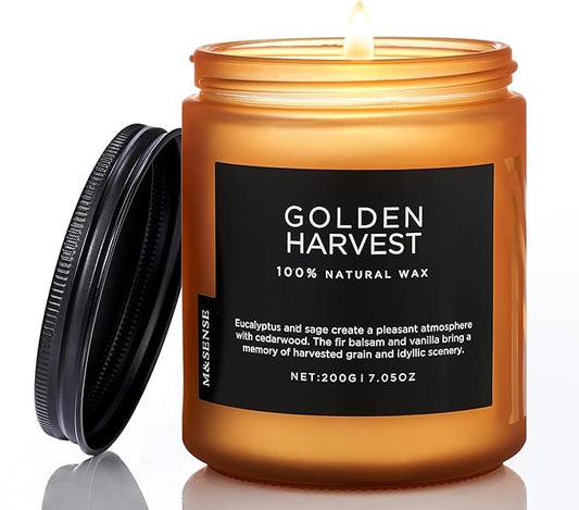 M&SENSE Fall Harvest Highly Scented Candle, All Natural Soy Wax 2 Cotton Wick 7.05oz 50 Hours Slow Burning Candle Gifts for Birthday Holiday, Decorative for Home