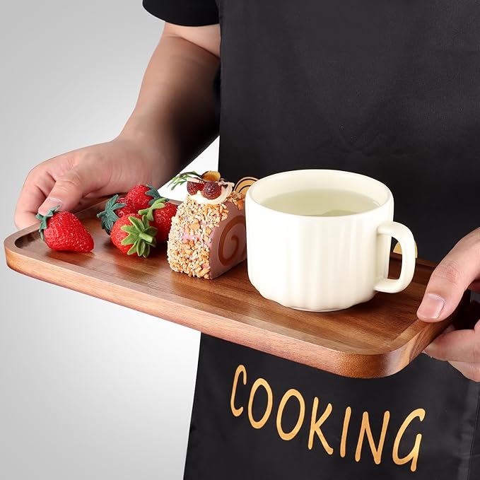 Small Wooden Platter Mini Charcuterie Boards Rectangle Acacia Wood Serving Trays Decorative Cheese Board Cake Appetizer Plates for Party, Home Decor, Food Dish Fruit Dessert Snack Tray,11"X5.5"