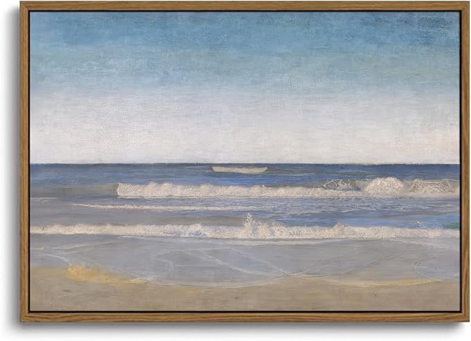 KISSFOX Vintage Coastal Seascape Canvas Wall Art Summer Beach Framed Wall Art Modern Minimalist Serene Ocean Art Prints Artwork For Living Room Bedroom Kitchen