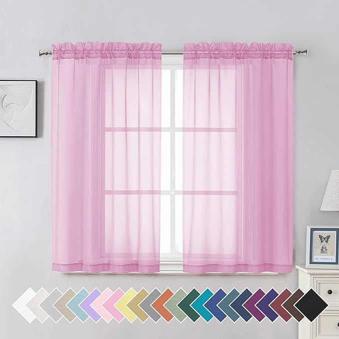 Aiyufeng Pink Sheer Curtain Window Drapes