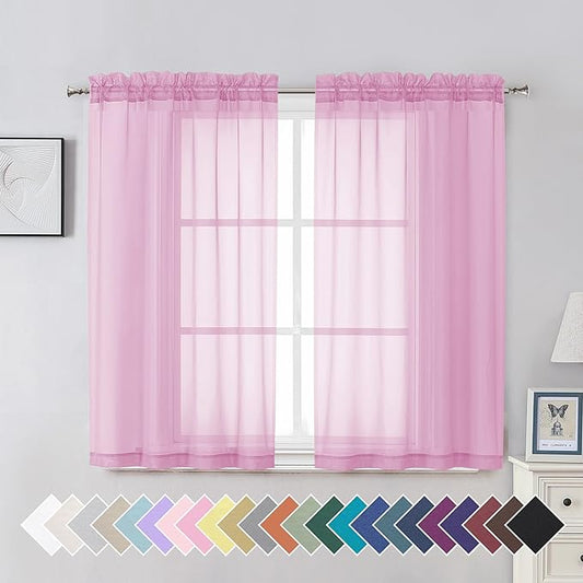 Aiyufeng Pink Sheer Curtain Window Drapes