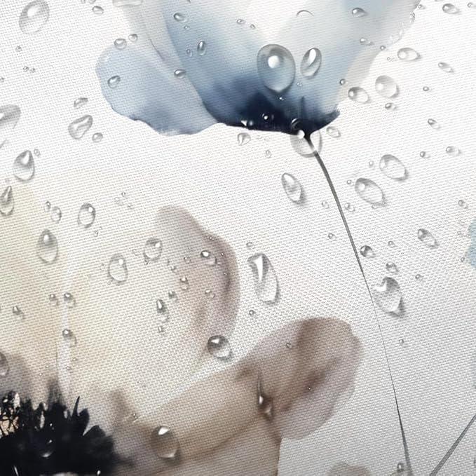 Sanzugh Boho Floral Extra Long Shower Curtain, Cute Cream Tan Beige Blue Grey White Watercolor Flower Fabric Shower Curtains Set for Bathroom Decoration with Hooks 72 X 96 inch Farmhouse Bath Decor