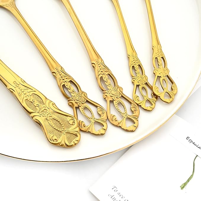 Elegant Gold Silverware Set with Steak Knives 30 Piece Flatware Sets for 6 Tableware Utensils, 18/10 Stainless Steel Cutlery Set Include Knifes Forks Spoons, Mirror Polished, Dishwasher Safe