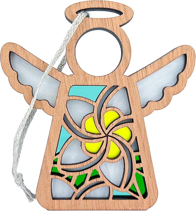 3.5" (H) White & Yellow Plumeria Flower Angel Figurine - Tropical Christmas Ornaments - Holiday Home Decor