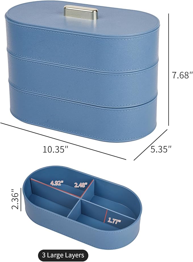 Yesesion Large Cable Organizer Box with Lid, Plastic Cord Management Case with 20pcs Wire Ties, Desk Drawer Tray for Home Office Supplies, Electronics, Chargers, Sticky Notes, Pens, Makeup (Blue)