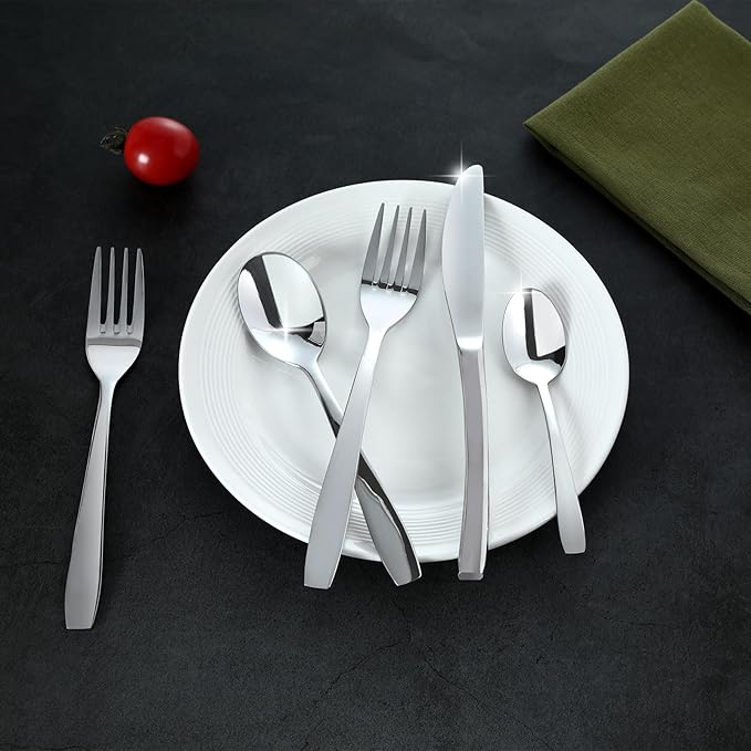 30 Piece Silverware Set,Stainless Steel Flatware Set for 6,18/0 Rust-Proof Cutlery Set with Forks & Spoons,Mirror Polished Dishwasher Safe - Heavy Duty Tableware for Home & Dining
