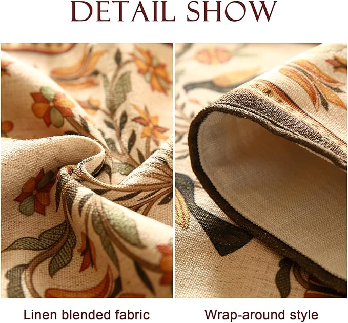 Decorative Linen Small Table Runner 63 Inches Long,Floral Rustic Runner for Table Decor Tabletop Cheesecloth Table Runners for Kitchen,Dining,Party,Home,Christmas,12"*63"