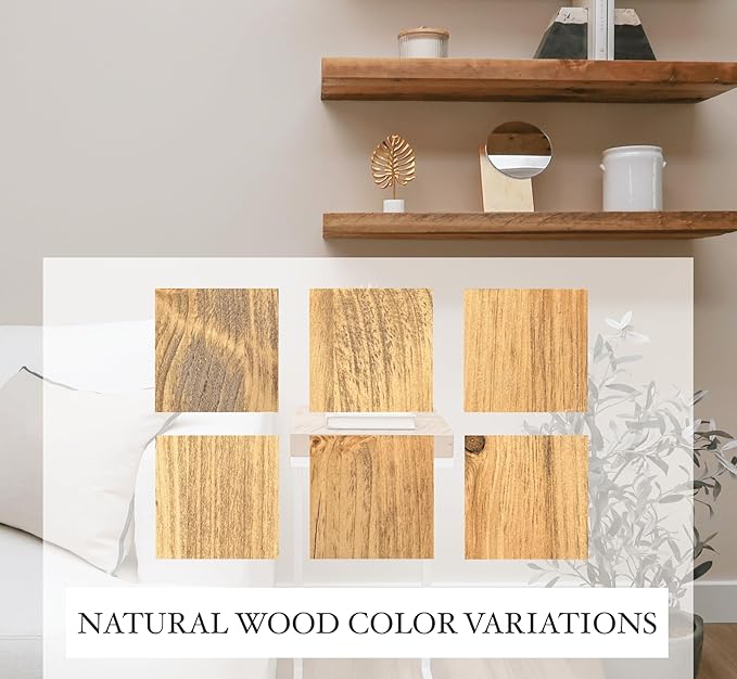 URBANDI, Rustic Floating Shelves, Set of 2, Hidden Bracket, Solid Wood, Heavy Duty, Wall Mounted Shelves, (Brown, 48Wx6D)