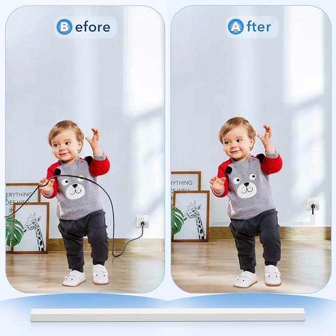 Yecaye PVC Wire Covers for Cords on Wall, One-Cord Cable Concealer Kit, Paintable Cable Raceway Management, 304in Cord Hider, Max for 2 Small Cords for Home Office, W0.59in H0.4in