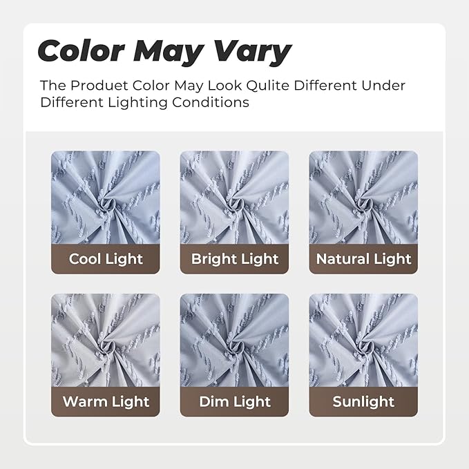 Light Blue Boho Fabric Shower Curtain Tufted Chevron Striped Textured Cloth Curtains for Bathroom, Fog Blue