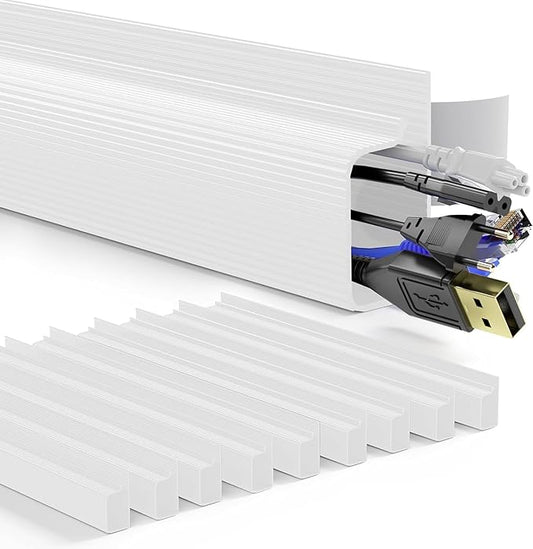 Delamu 157in Cable Management Under Desk, Safe & Tidy Under Desk Cable Management for Home & Office, Cord Organizer for Desks, Wire Organizer Kit, 10 Pack White