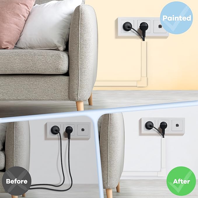 Cord Covers for Wires on Wall Extra-Long, 26.25ft TV Cord Hider Kit, Paintable Cable Management Concealer, White Cord Raceway Channel, 8 x L39in x W0.95in x H0.55in