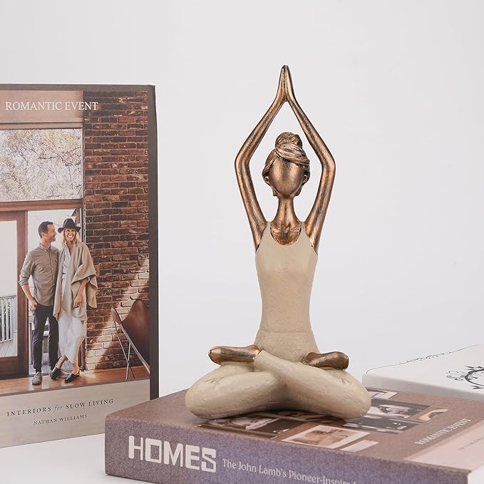 BRABUD Resin Yoga Girl Statue 10.2''(H) Meditation Zen Modern Figurine Home Bedroom Bookself Living Room Desk Decor Collectible Gift TQSHBS36