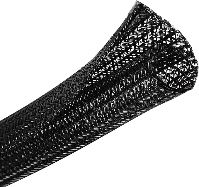 Wire Cord Protector Wire Loom Tubing, 25ft-3/8 inch Cable Sleeve Split Sleeving for USB Cable，Computer Electrical Wire Power Cord Audio Video Cable Black