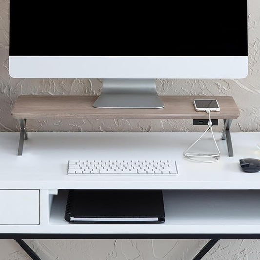 Anji Mountain Monitor Stand - Desktop Organizer & Laptop Riser, Ergonomic Monitor Riser, Space-Saving Monitor Stand for Desk, Durable Construction, Easy Assembly, Ideal for Home & Office,Biscotti