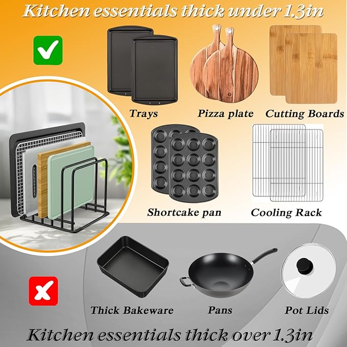 5-Tier Dish Rack & Cutting Board Organizer – 5-Tier Metal Rack for Cutting Boards, Bakeware, Trays – Space-Saving Kitchen Storage, Rust-Resistant Dish Organizer for Cabinets, Countertops & Pantry