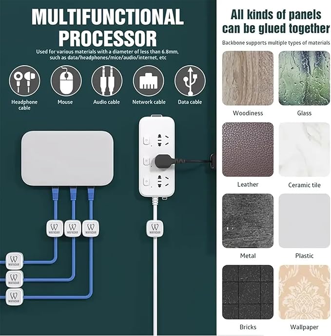6 Pcs Magnetic Cable Clips, Office Desk Accessories, Cord Organizer Holder, Cable Management Holder, Phone Charger Cord, Wire Clips, Magnetic Cord Organizer, Adhesive Cable Holder